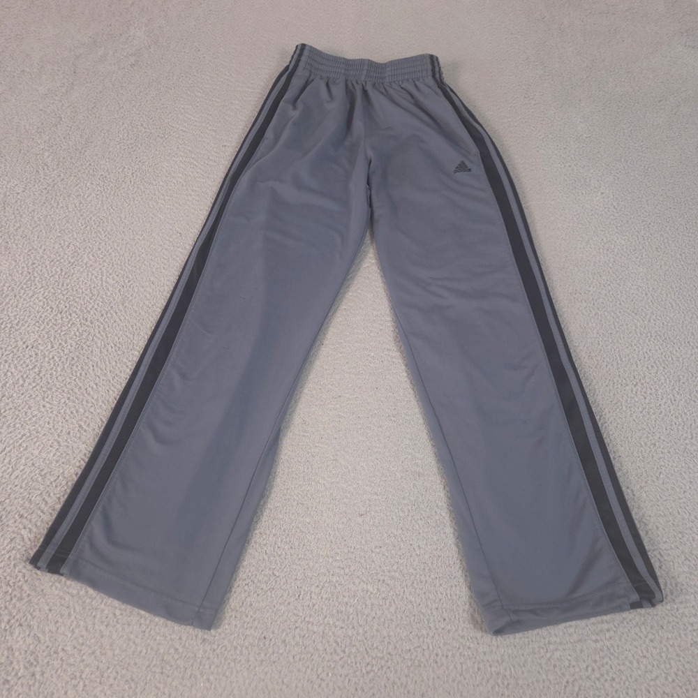Adidas Pants Mens Small Grey Straight Leg Track 3-Stripe Performance Y2K